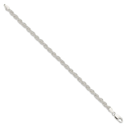 9 Inch Sterling Silver 5mm Solid Rope Chain Bracelet