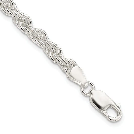 7 Inch Sterling Silver 5mm Solid Rope Chain Bracelet