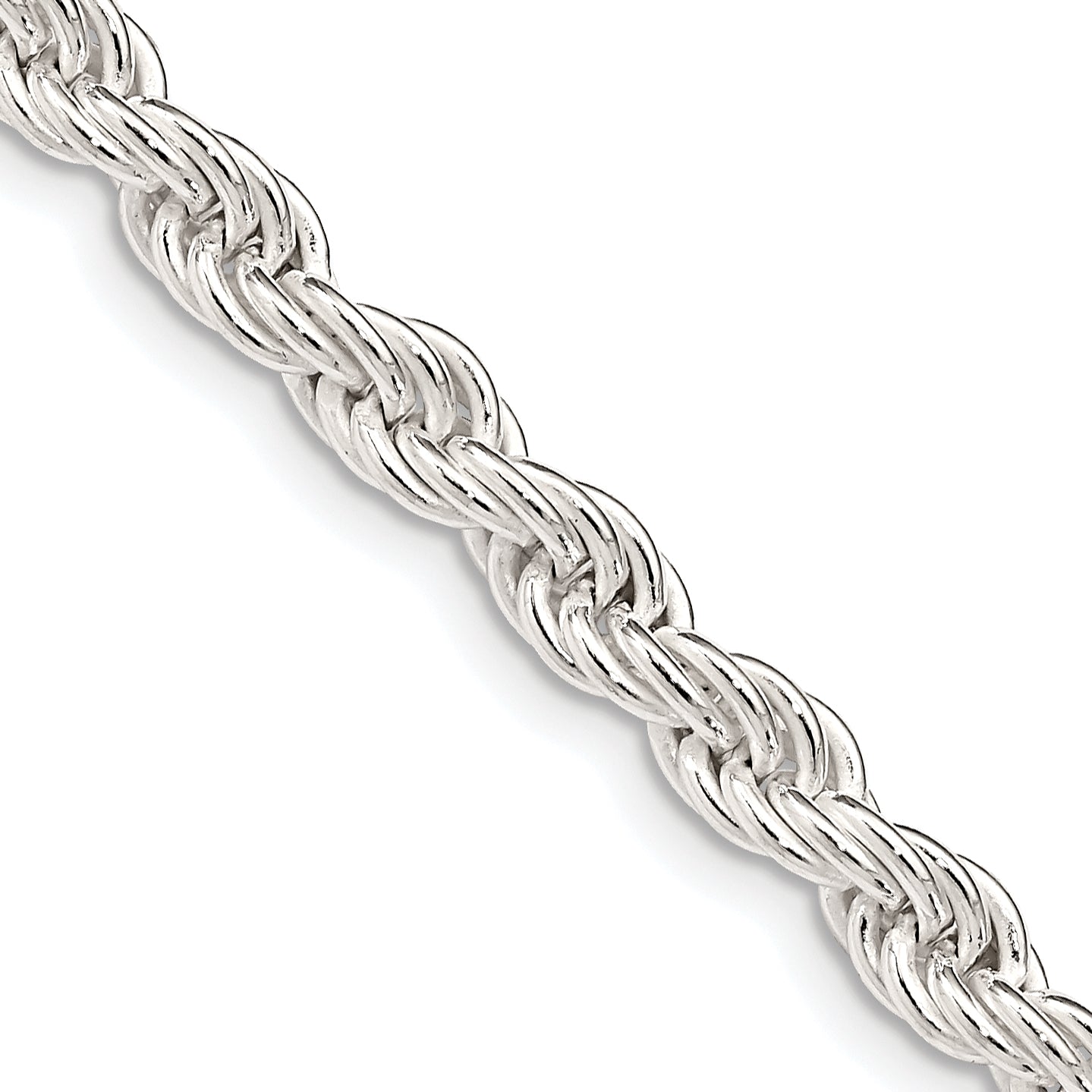 20 Inch Sterling Silver 5mm Solid Rope Chain Necklace