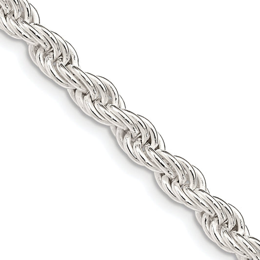 22 Inch Sterling Silver 5mm Solid Rope Chain Necklace