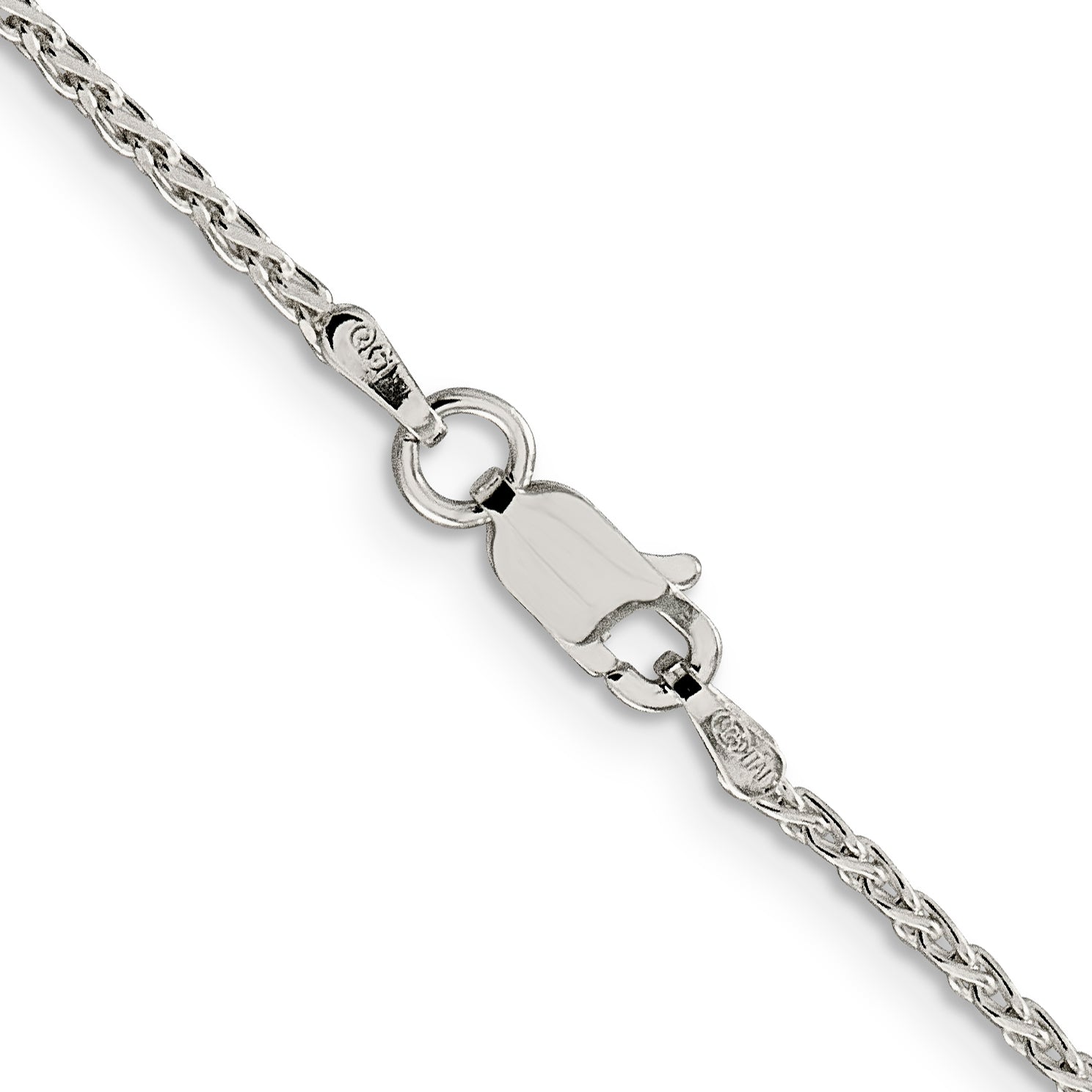 18 Inch Sterling Silver 1.5mm Diamond-Cut Spiga Chain Necklace