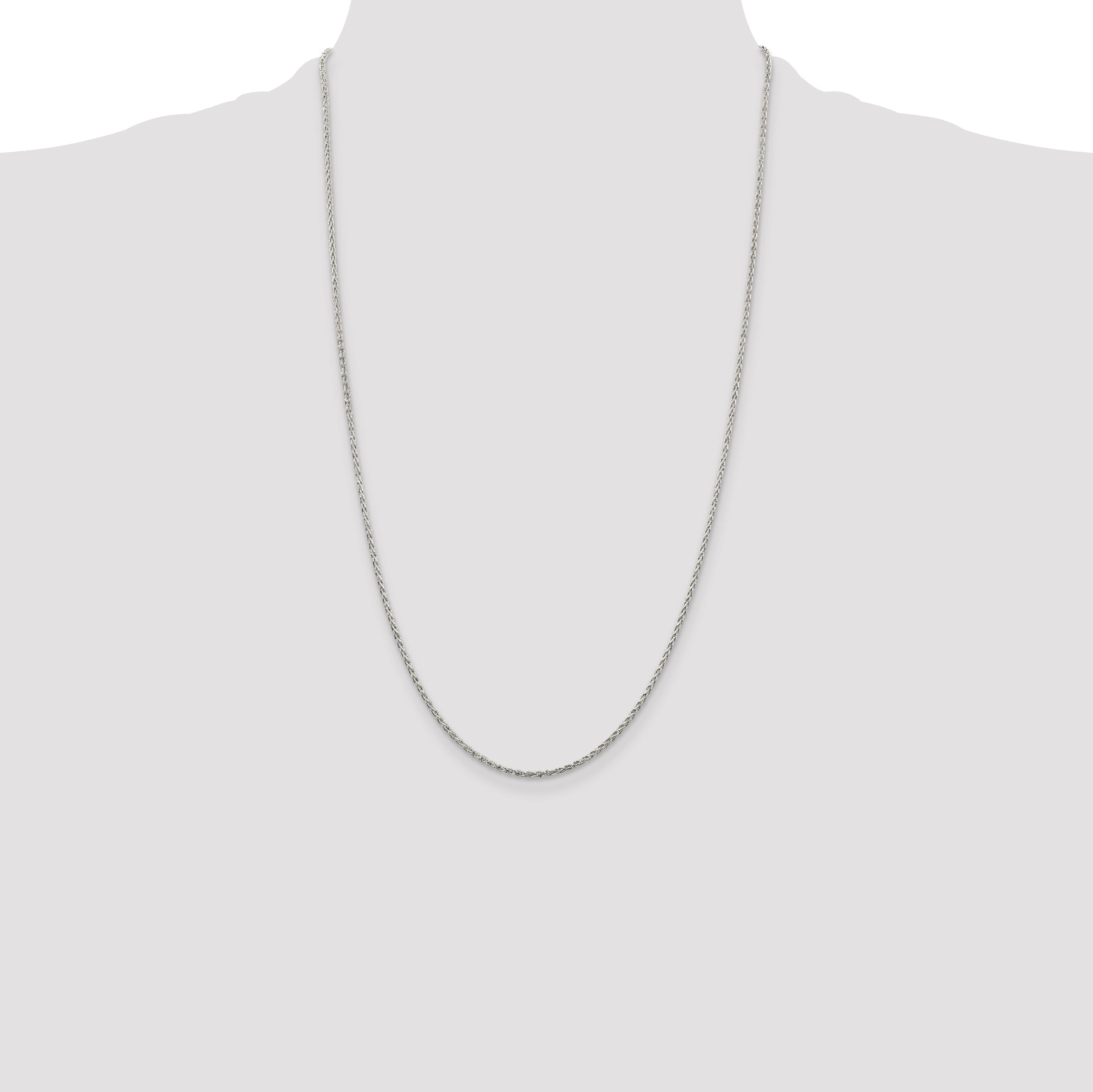 26 Inch Sterling Silver 1.5mm Diamond-Cut Spiga Chain Necklace