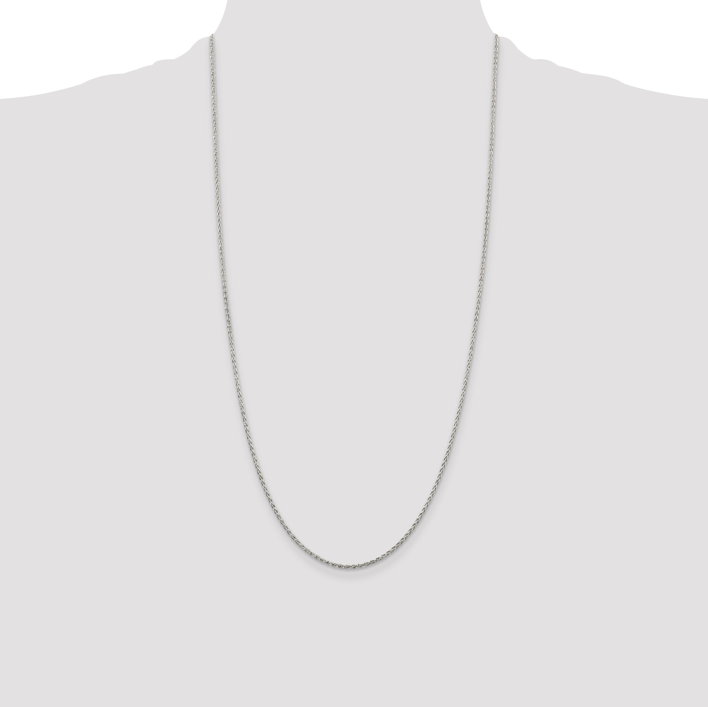 28 Inch Sterling Silver 1.5mm Diamond-Cut Spiga Chain Necklace