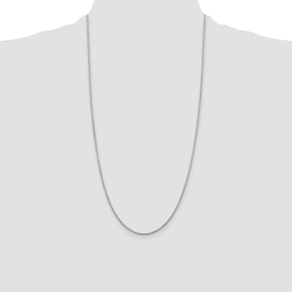 28 Inch Sterling Silver 1.5mm Diamond-Cut Spiga Chain Necklace