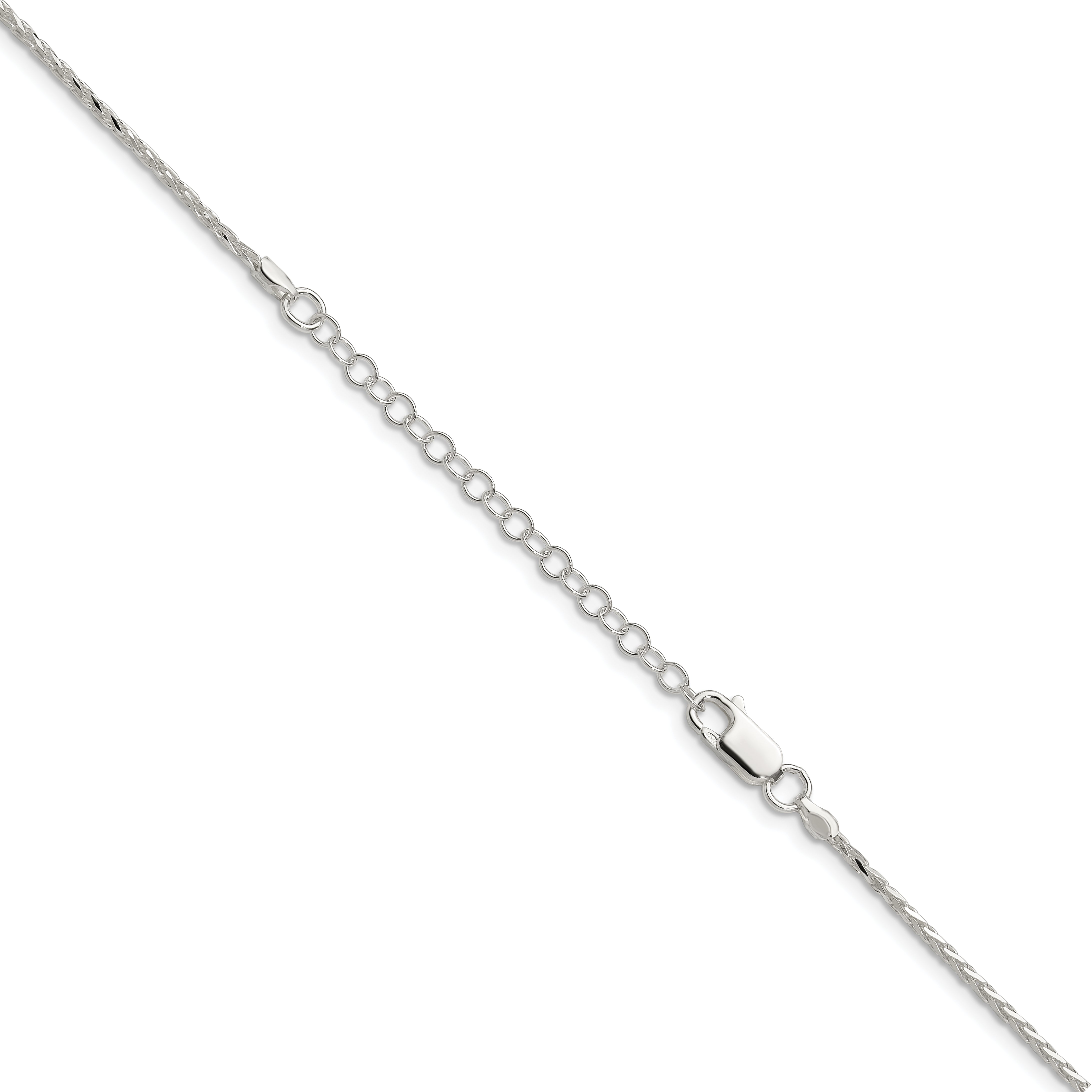18 Inch Sterling Silver 1.5mm Diamond-Cut Spiga Chain W/2In Ext.