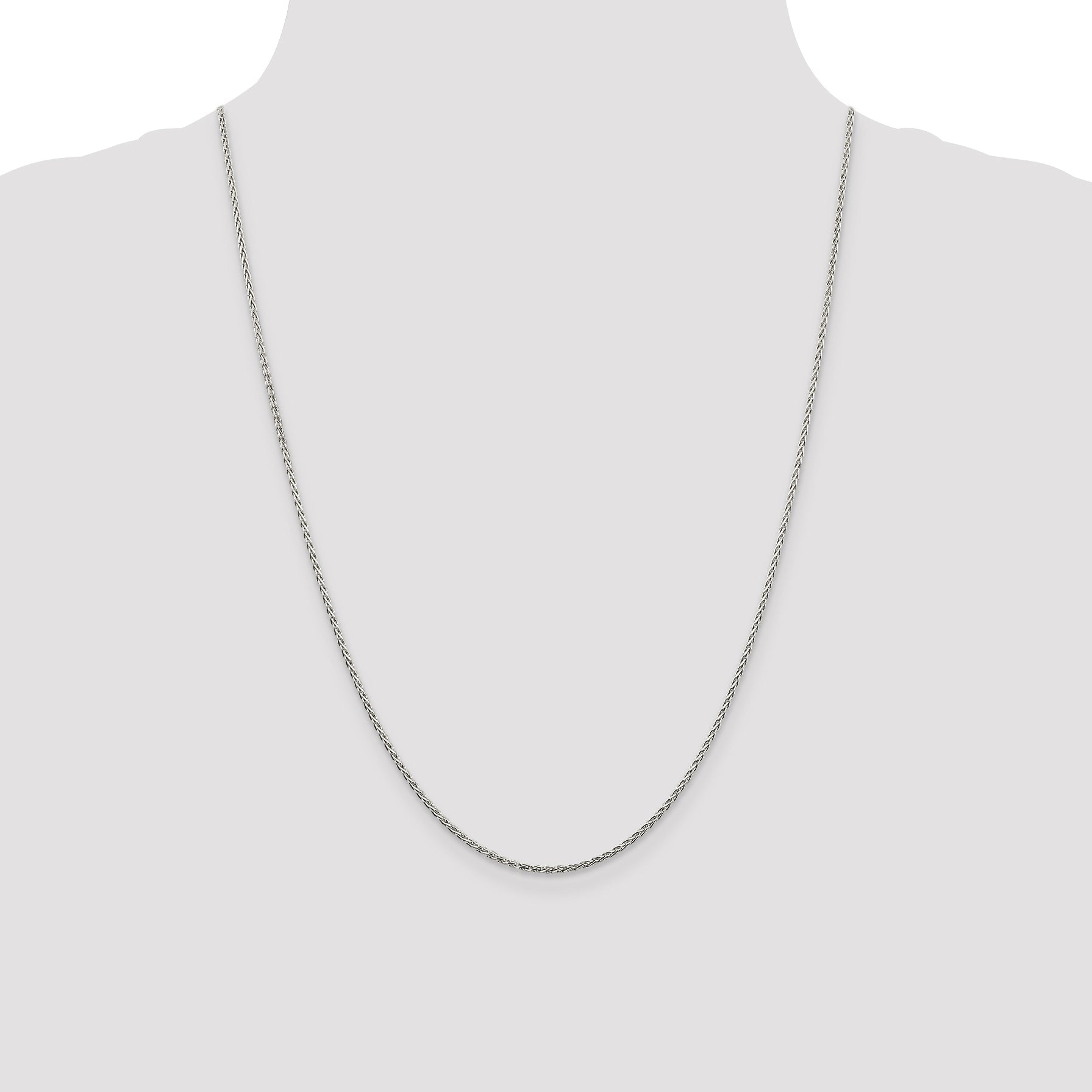 24 Inch Sterling Silver Rhodium-Plated 1.5mm Diamond-Cut Spiga Chain Necklace