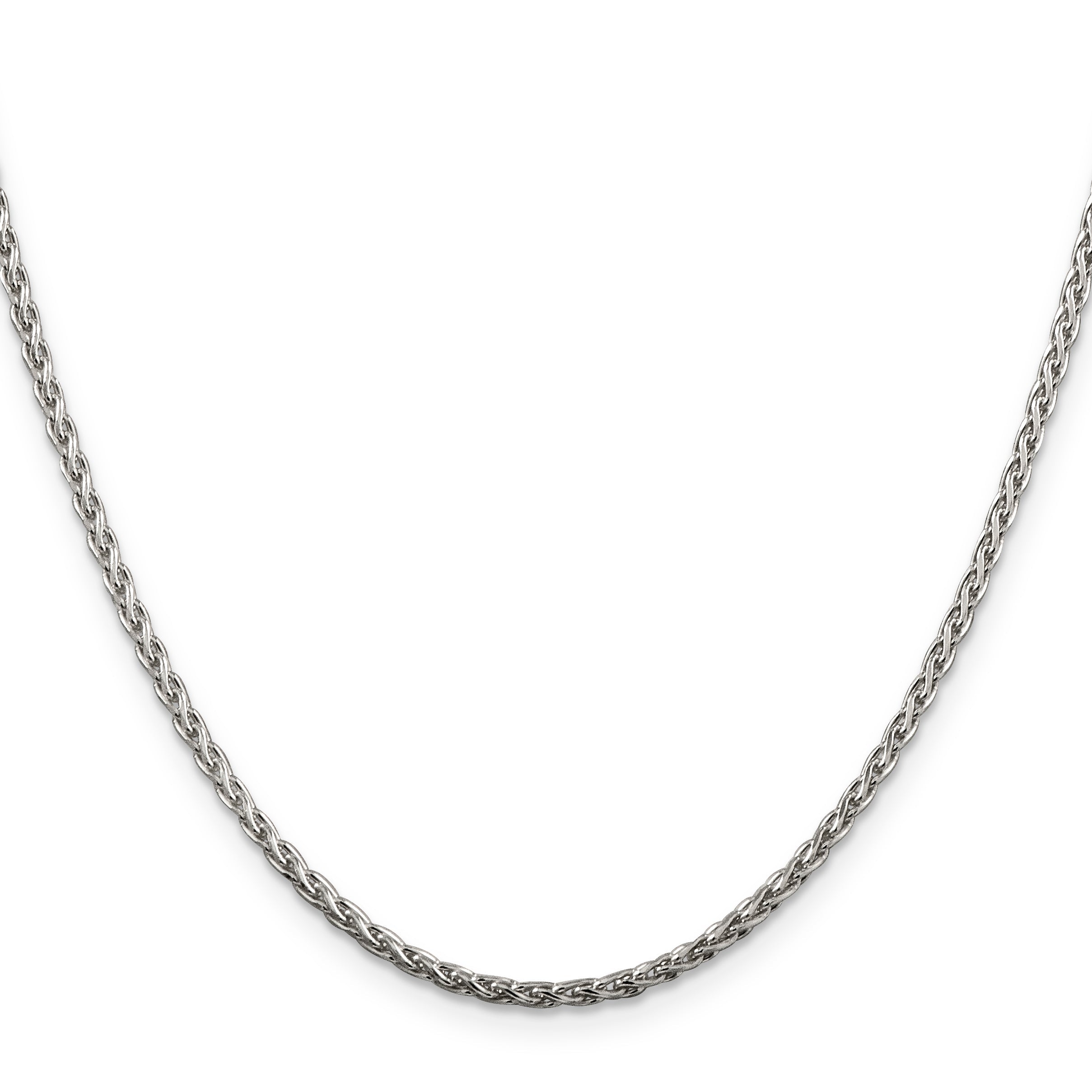 18 Inch Sterling Silver 2mm Diamond-Cut Spiga Chain Necklace