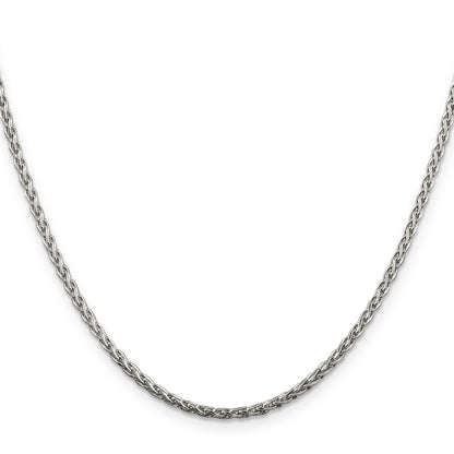 18 Inch Sterling Silver 2mm Diamond-Cut Spiga Chain Necklace
