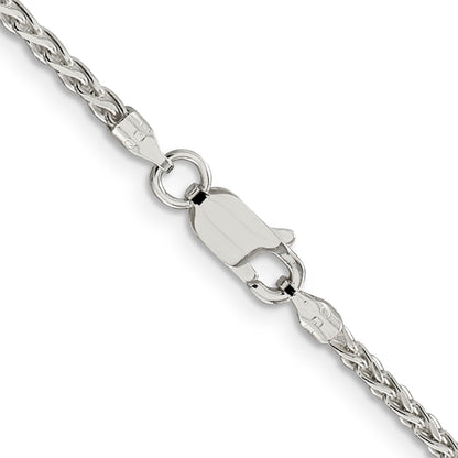 18 Inch Sterling Silver 2mm Diamond-Cut Spiga Chain Necklace