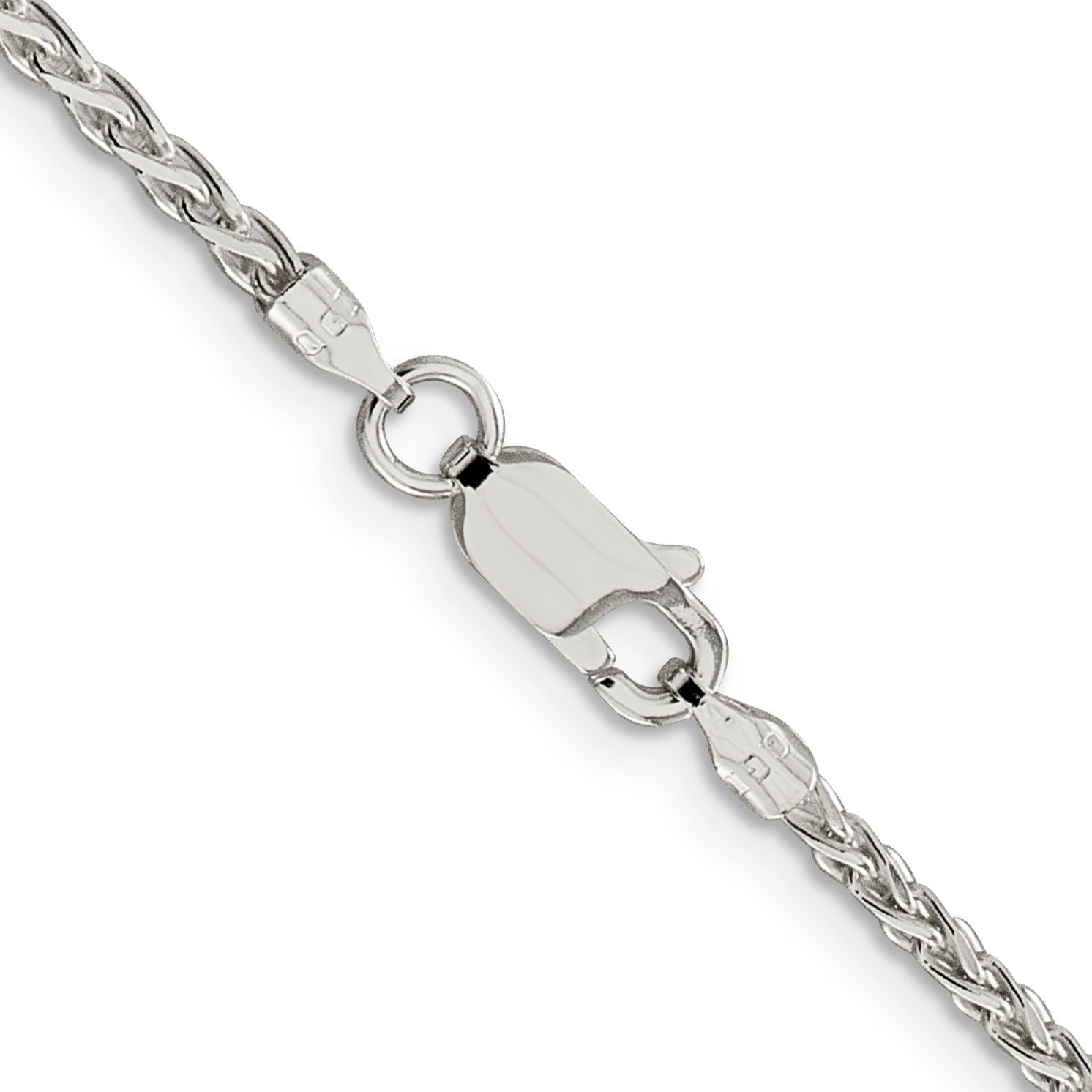 30 Inch Sterling Silver 2mm Diamond-Cut Spiga Chain Necklace
