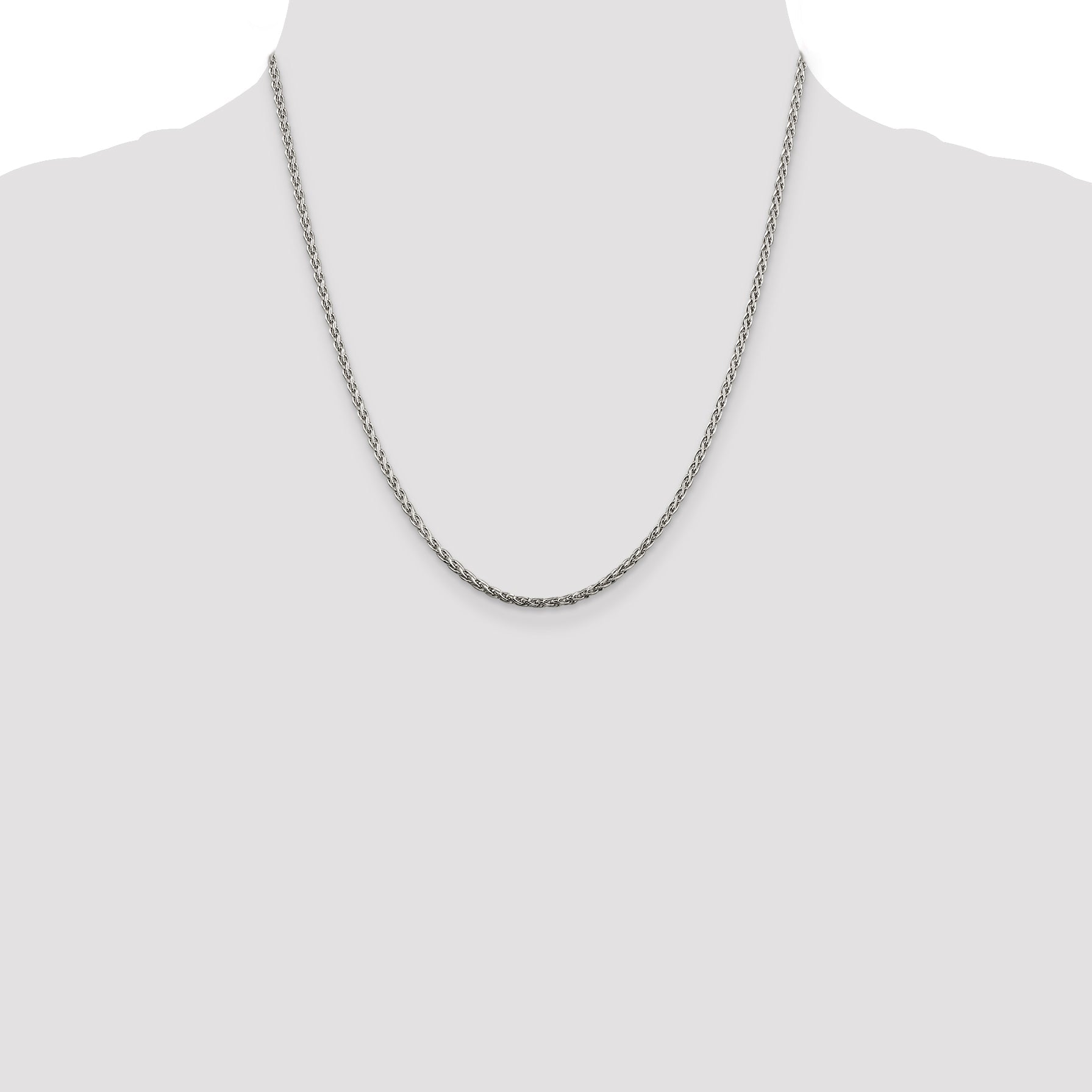 20 Inch Sterling Silver 2mm Diamond-Cut Spiga Chain Necklace