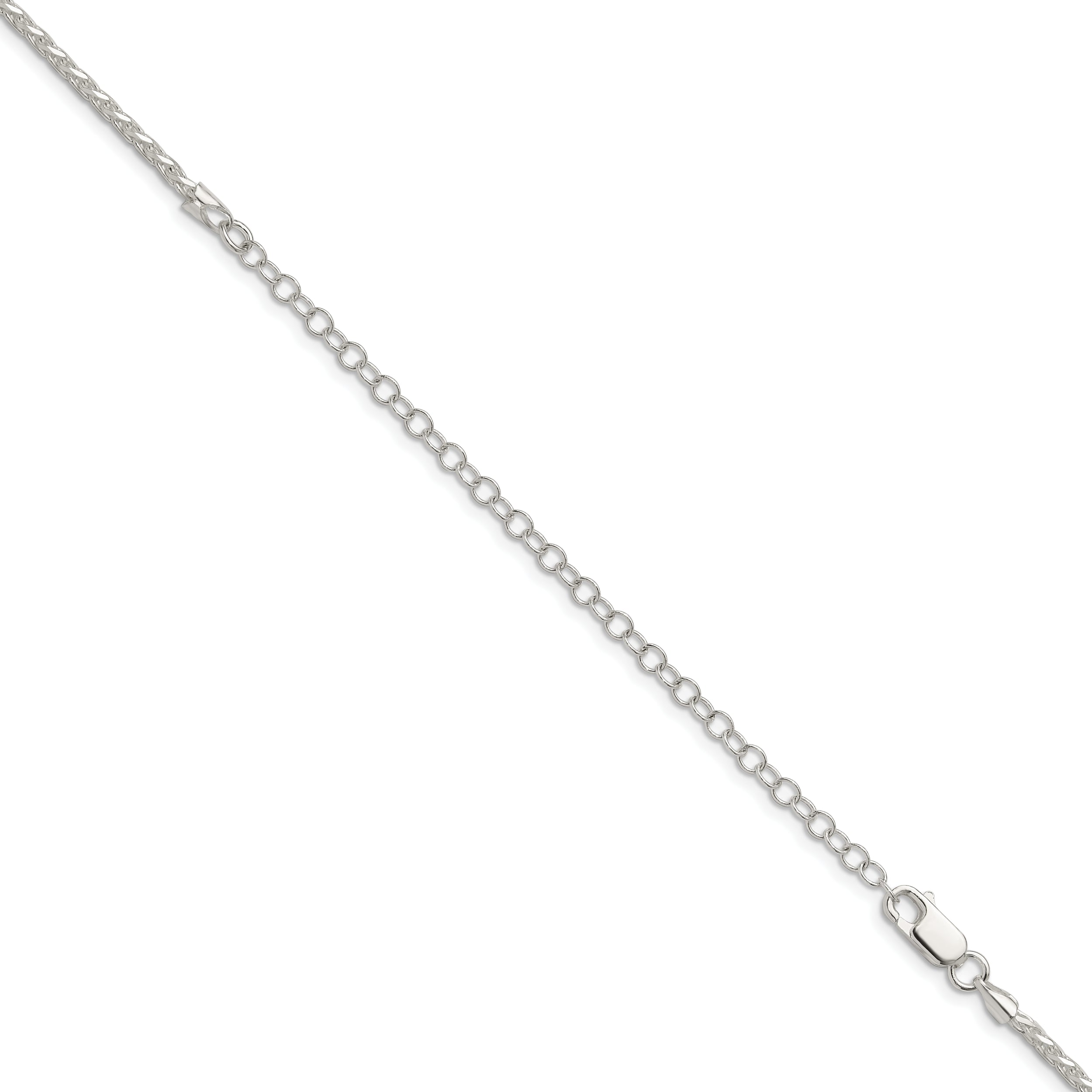 22 Inch Sterling Silver 2mm Diamond-Cut Spiga Chain W/4In Ext.
