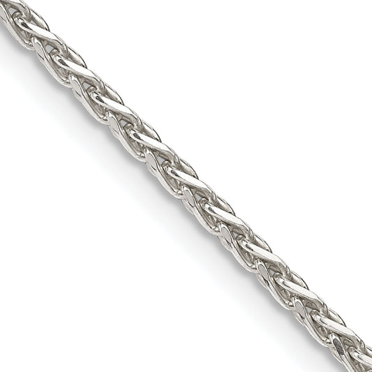 20 Inch Sterling Silver 2mm Diamond-Cut Spiga Chain Necklace