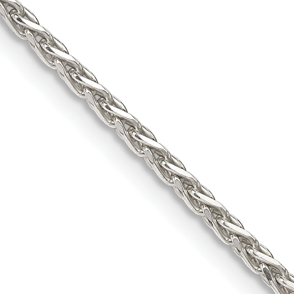 18 Inch Sterling Silver 2mm Diamond-Cut Spiga Chain Necklace