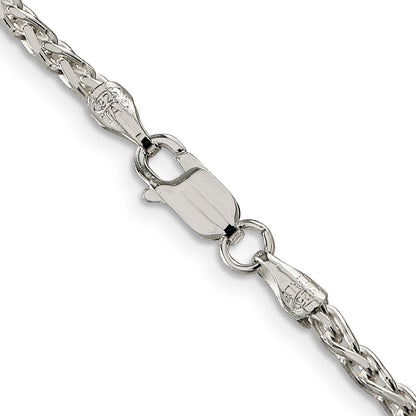 24 Inch Sterling Silver 2.75mm Diamond-Cut Spiga Chain Necklace
