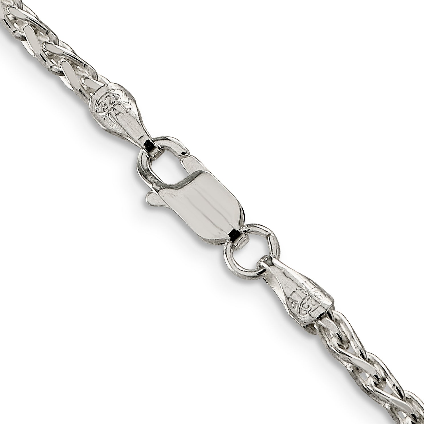 18 Inch Sterling Silver 2.75mm Diamond-Cut Spiga Chain Necklace