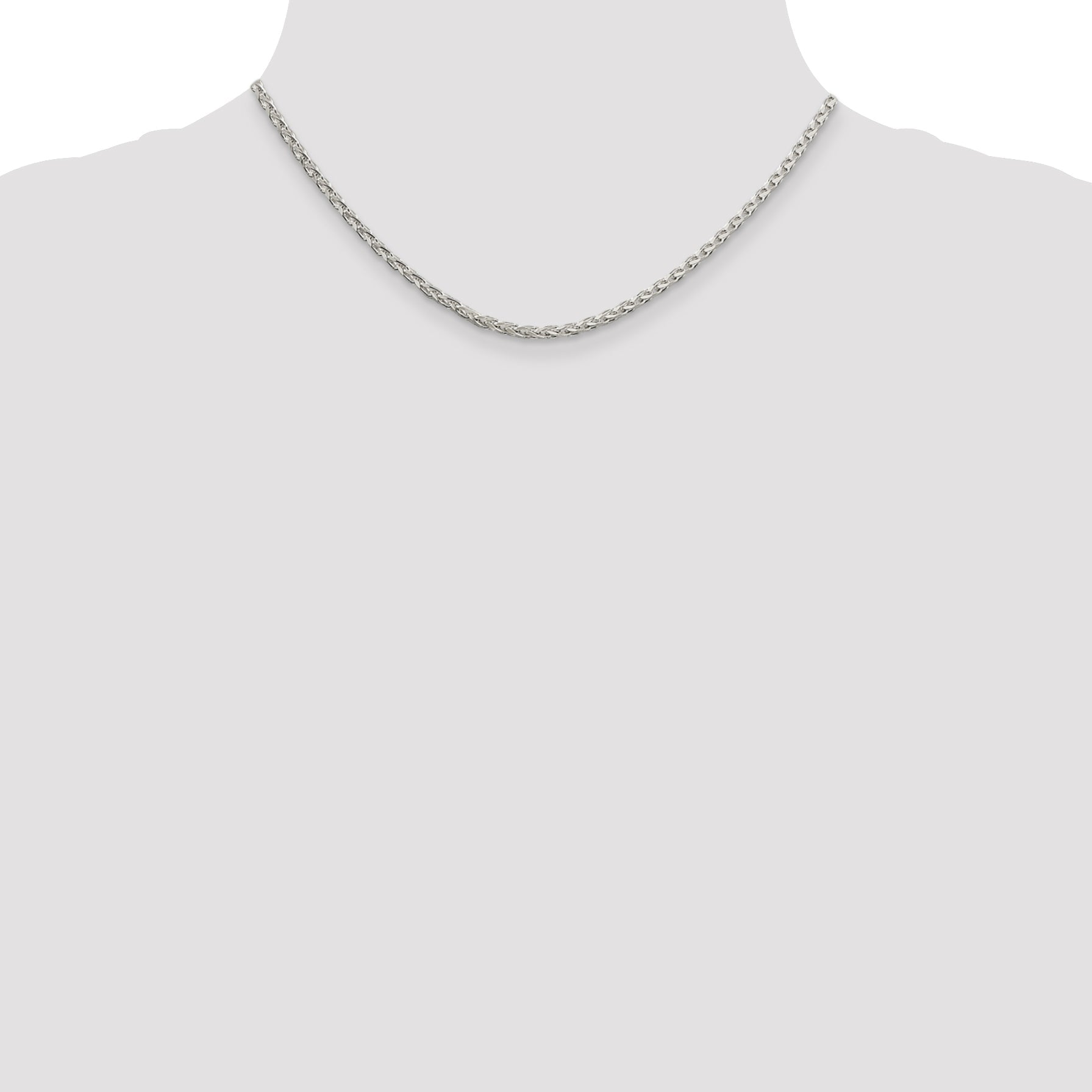 16 Inch Sterling Silver 2.75mm Diamond-Cut Spiga Chain Necklace