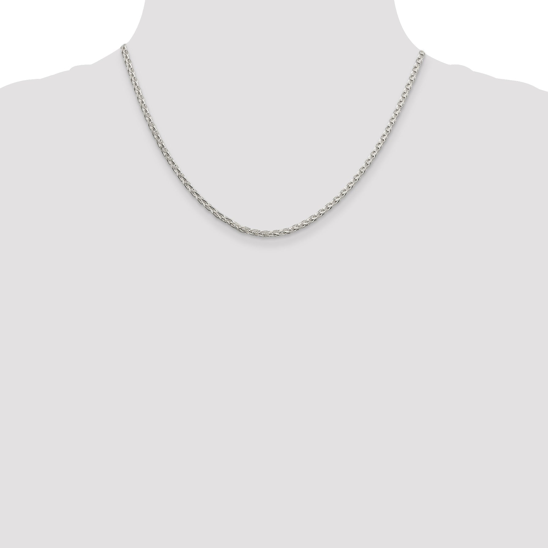 18 Inch Sterling Silver 2.75mm Diamond-Cut Spiga Chain Necklace