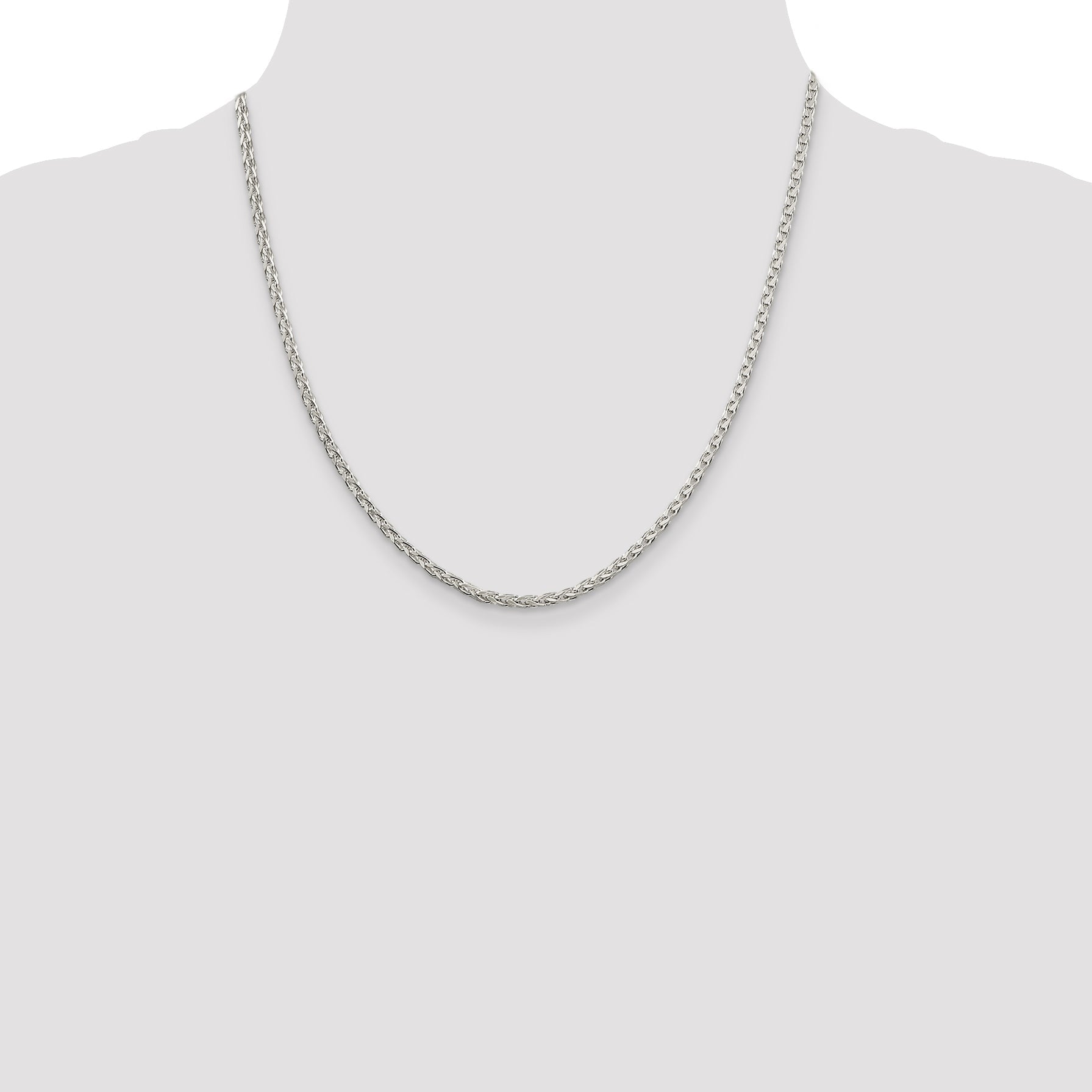 20 Inch Sterling Silver 2.75mm Diamond-Cut Spiga Chain Necklace