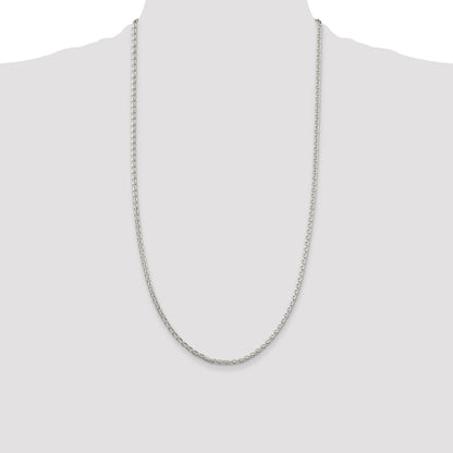 22 Inch Sterling Silver 2.75mm Diamond-Cut Spiga Chain Necklace