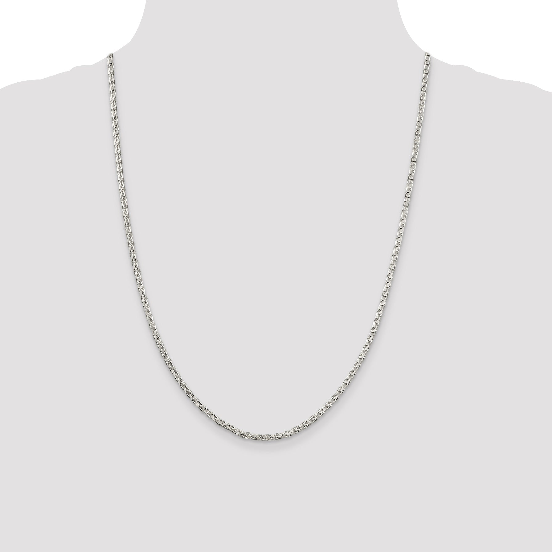 24 Inch Sterling Silver 2.75mm Diamond-Cut Spiga Chain Necklace