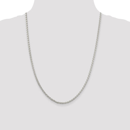 24 Inch Sterling Silver 2.75mm Diamond-Cut Spiga Chain Necklace