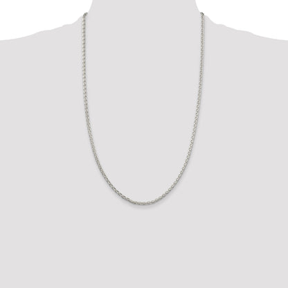 26 Inch Sterling Silver 2.75mm Diamond-Cut Spiga Chain Necklace