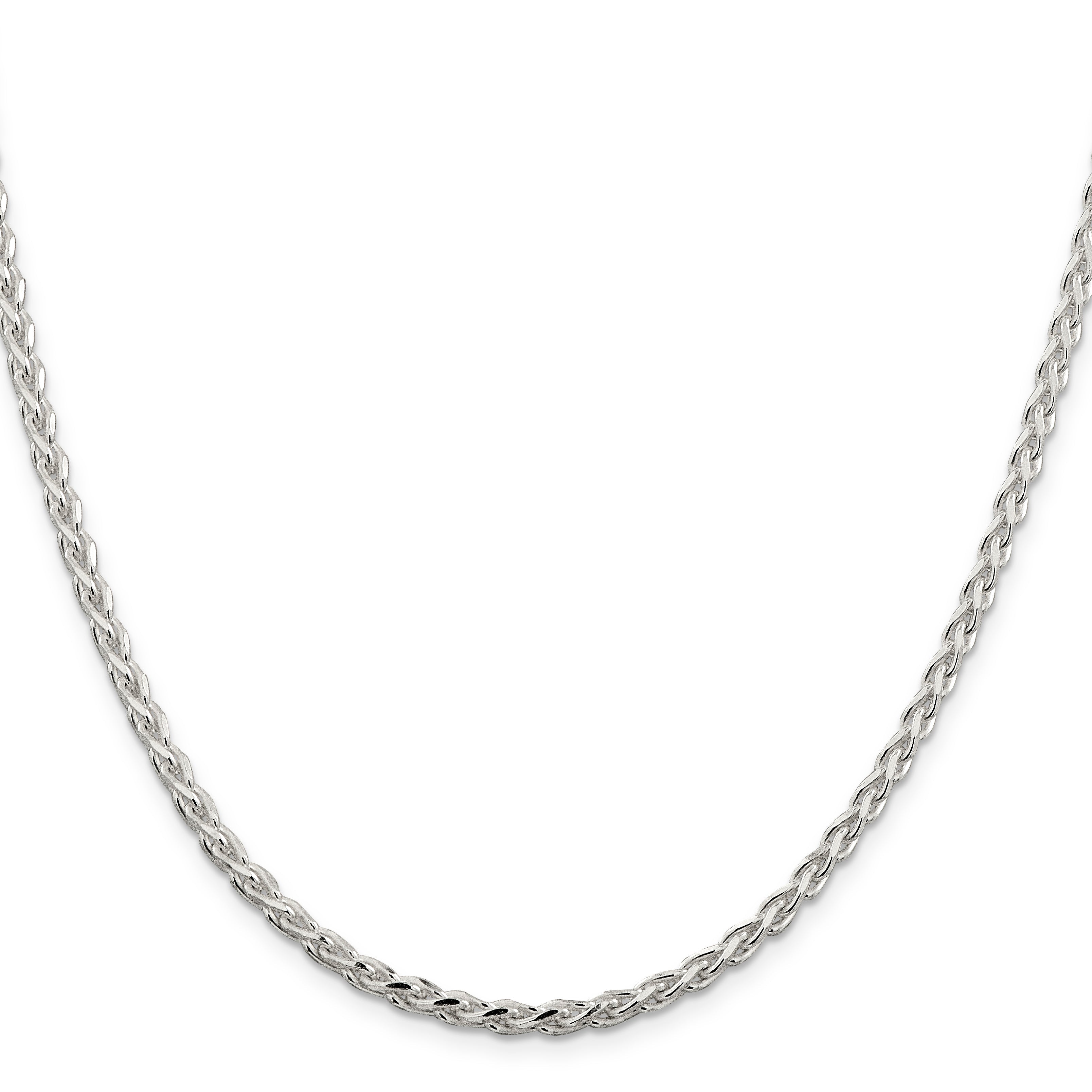 24 Inch Sterling Silver 3.5mm Diamond-Cut Spiga Chain Necklace