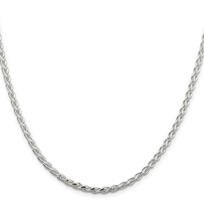 22 Inch Sterling Silver 3.5mm Diamond-Cut Spiga Chain Necklace