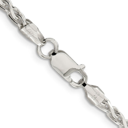 18 Inch Sterling Silver 3.5mm Diamond-Cut Spiga Chain Necklace