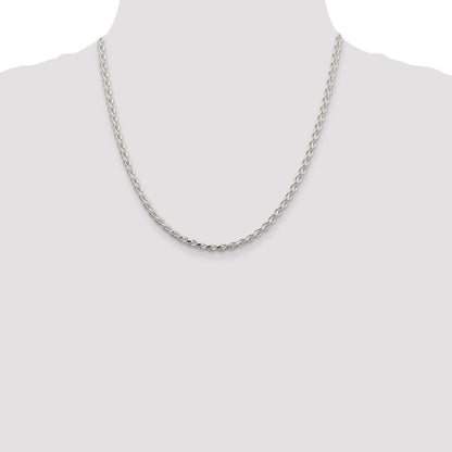 20 Inch Sterling Silver 3.5mm Diamond-Cut Spiga Chain Necklace