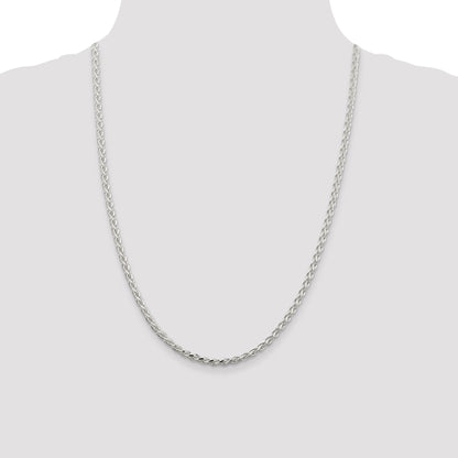 24 Inch Sterling Silver 3.5mm Diamond-Cut Spiga Chain Necklace