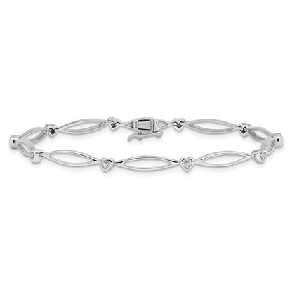 7 Inch Sterling Silver Rhodium-Plated Diam. Bracelet