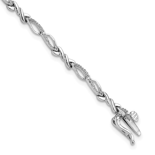 Sterling Silver Rhodium-Plated Diam. Bracelet