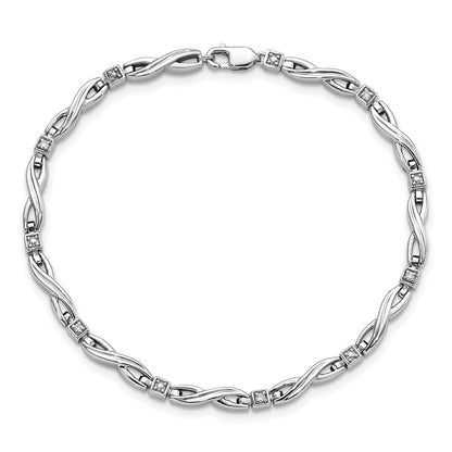 7 Inch Sterling Silver Rhodium-Plated Diam. Bracelet