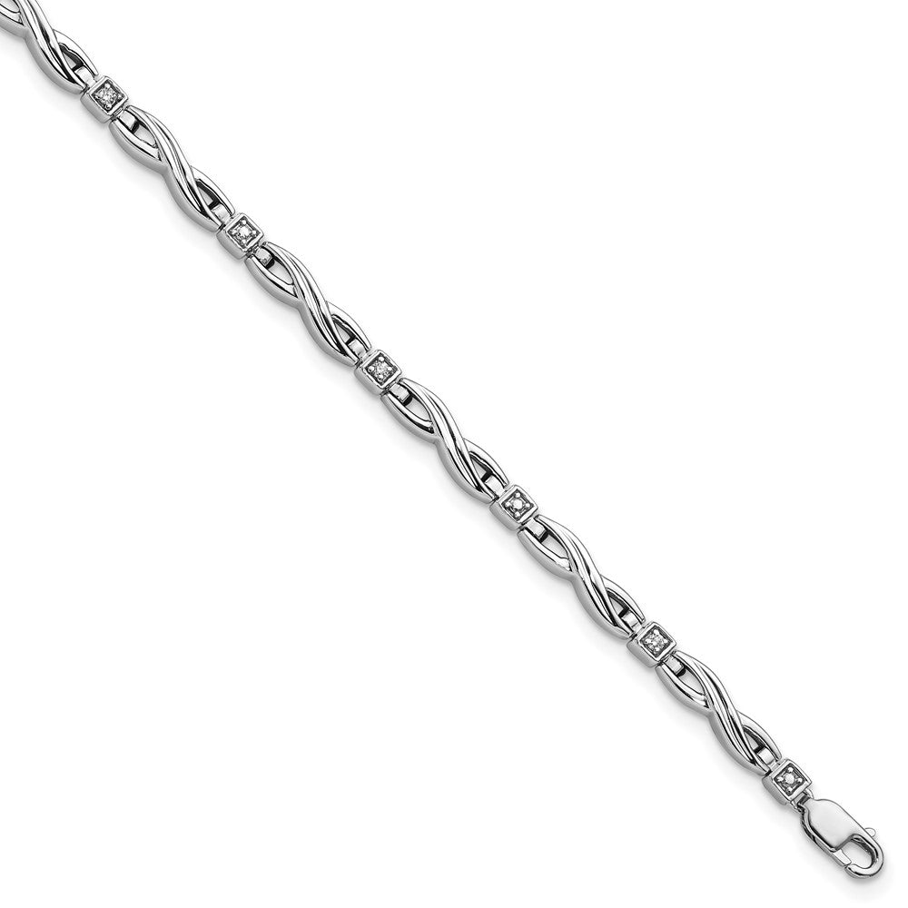 7 Inch Sterling Silver Rhodium-Plated Diam. Bracelet