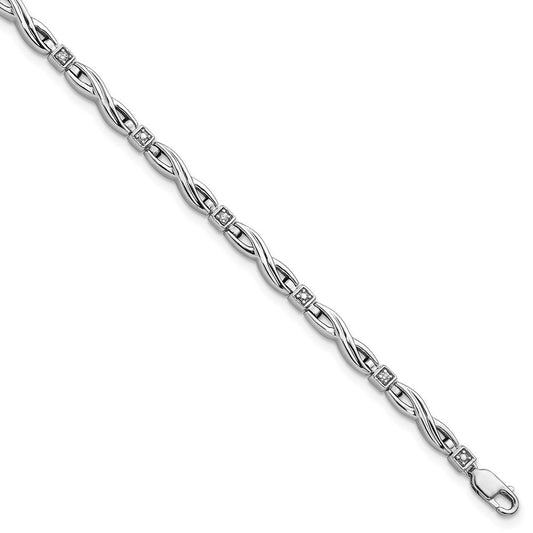 7 Inch Sterling Silver Rhodium-Plated Diam. Bracelet