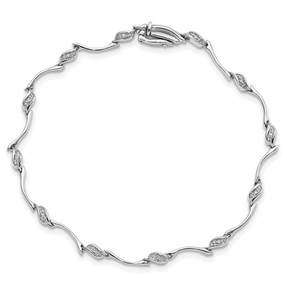 7 Inch Sterling Silver Rhodium-Plated Diam. Bracelet