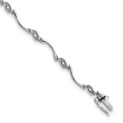 7 Inch Sterling Silver Rhodium-Plated Diam. Bracelet