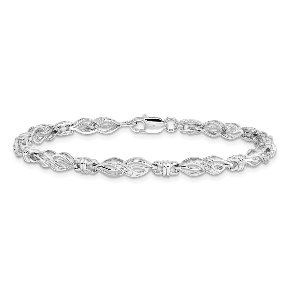 7 Inch Sterling Silver Rhodium-Plated Diam. Bracelet