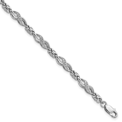 7 Inch Sterling Silver Rhodium-Plated Diam. Bracelet