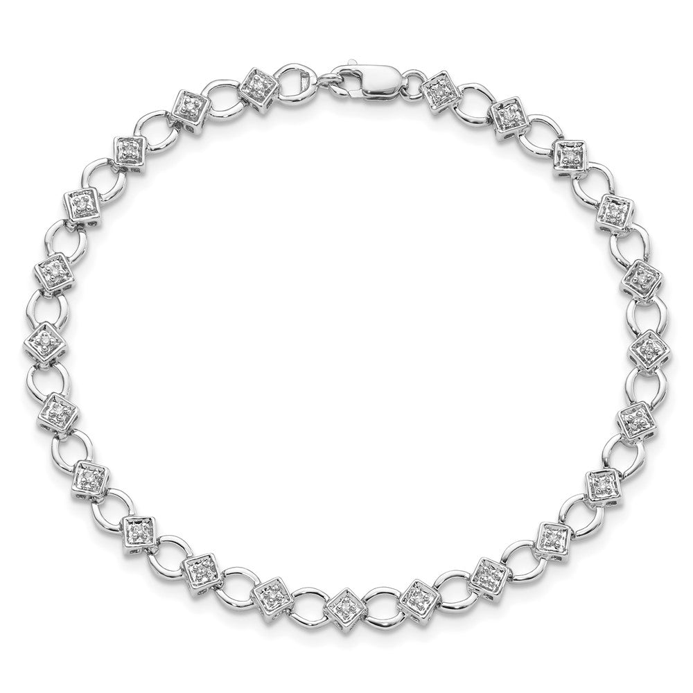 7 Inch Sterling Silver Rhodium-Plated Diam. Bracelet