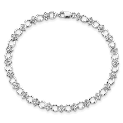 7 Inch Sterling Silver Rhodium-Plated Diam. Bracelet