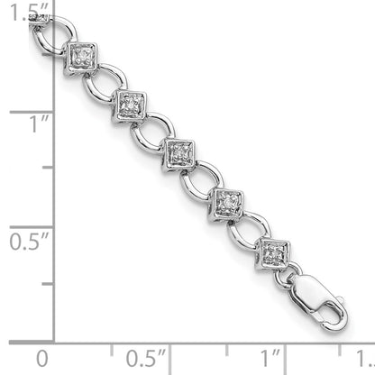 7 Inch Sterling Silver Rhodium-Plated Diam. Bracelet