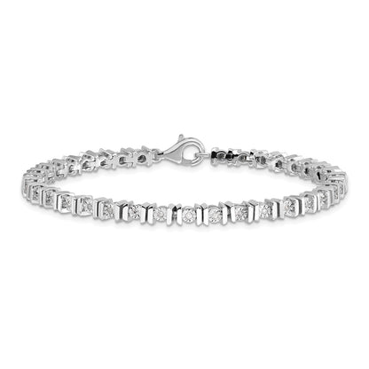 7 Inch Sterling Silver Rhodium-Plated Diam. Tennis Bracelet