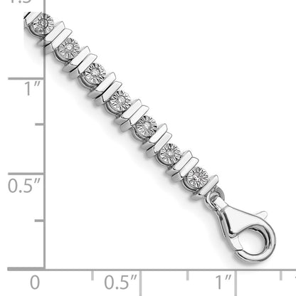 7 Inch Sterling Silver Rhodium-Plated Diam. Tennis Bracelet