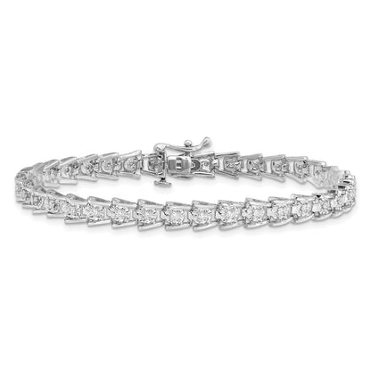7 Inch Sterling Silver Rhodium-Plated Diam. Bracelet