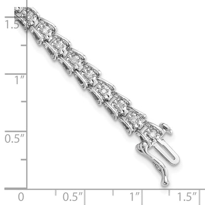 7 Inch Sterling Silver Rhodium-Plated Diam. Bracelet