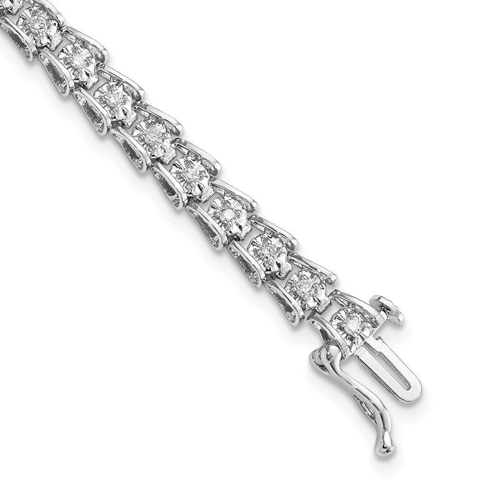 7 Inch Sterling Silver Rhodium-Plated Diam. Bracelet