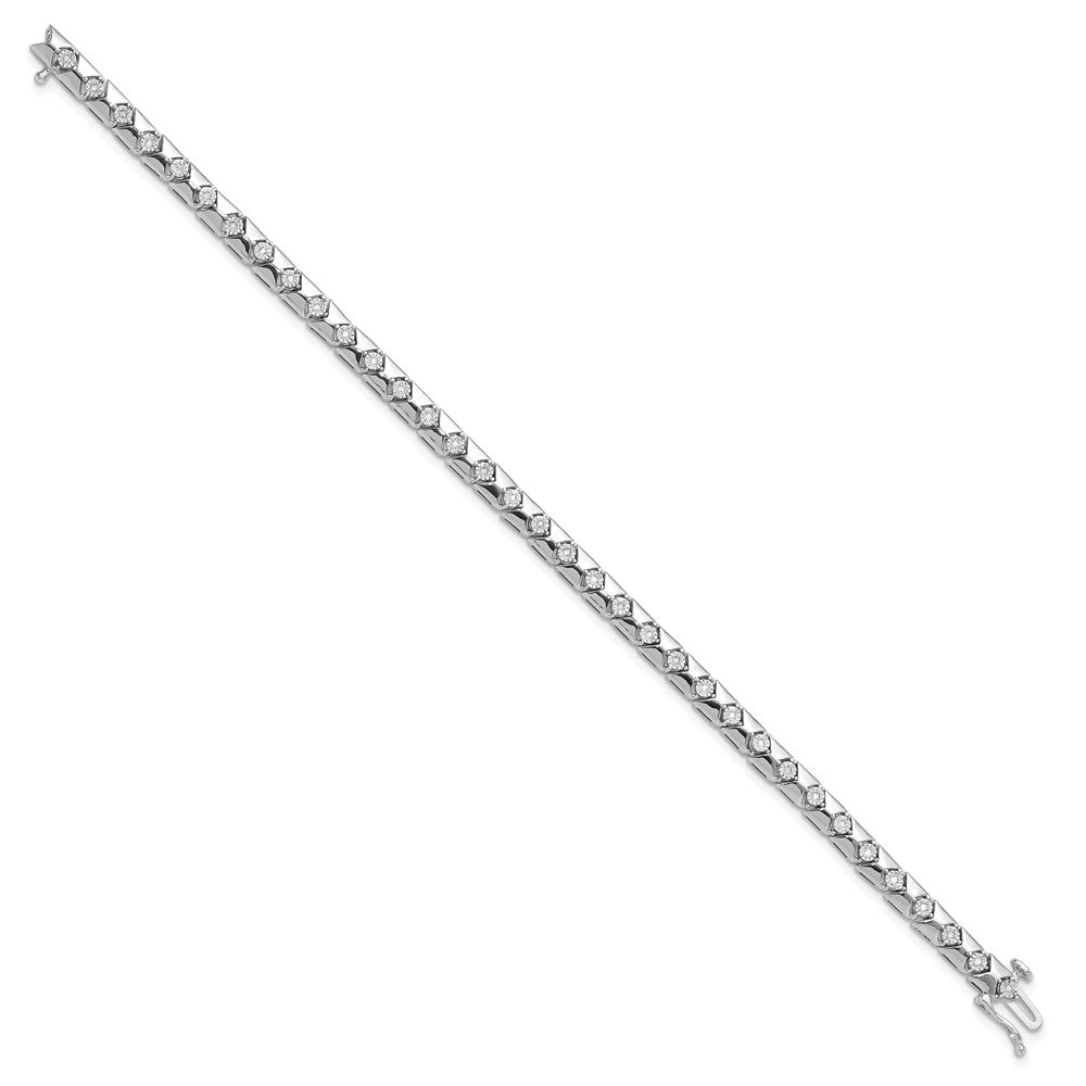 7 Inch Sterling Silver Rhodium Plated Diamond Bracelet